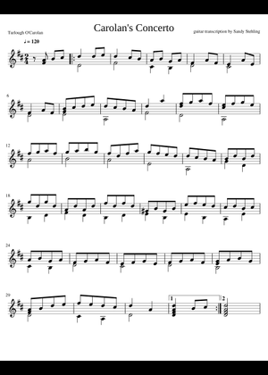 キャロランのドラフト - ターロック・オキャロラン (1670-1738) - タブ