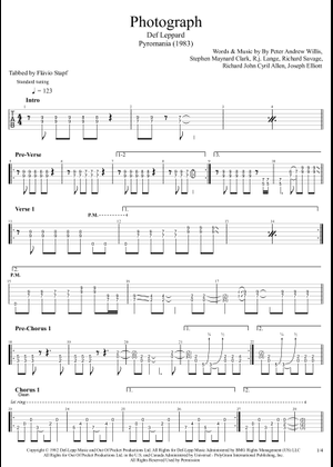 Photograph の公式楽譜を演奏する by Def Leppard ボーカル, ギター