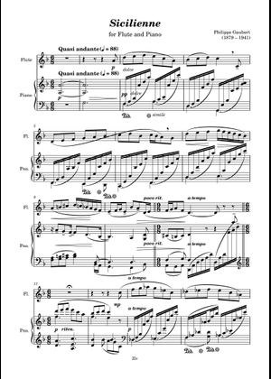 シシリエンヌ – フィリップ・ゴーベール 楽譜 ピアノ, フルート (ソロ