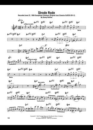 Strode Rode – Sonny Rollins 楽譜 コード付き ピアノ (ソロ) easy | MuseScore.com